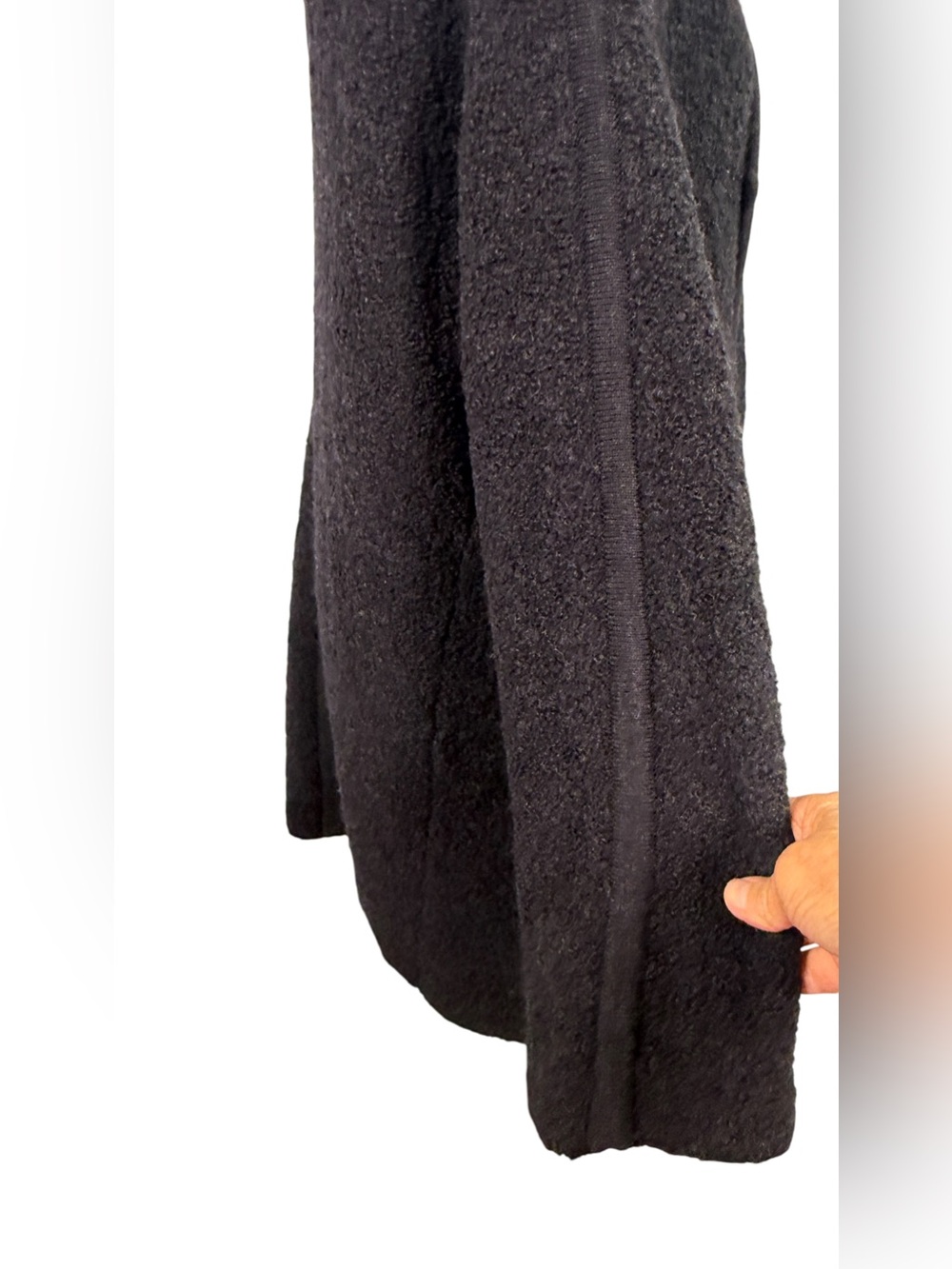 Tarnish Black Wool Blend Long Open Front Cardigan Sweater Pockets One Size - Picture 5 of 12
